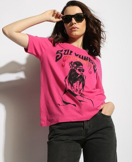 VINTAGE DISCO EMBELLISHED WOMEN'S PINK T-SHIRT