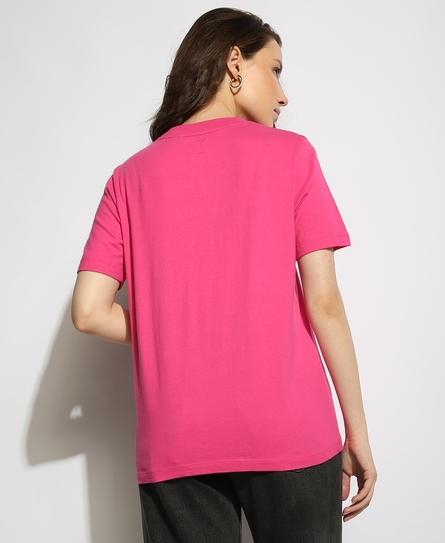 VINTAGE DISCO EMBELLISHED WOMEN'S PINK T-SHIRT