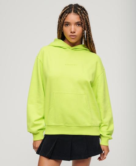 MICRO LOGO EMB LOOSE WOMEN'S GREEN HOOD