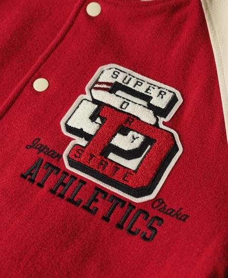 COLLEGE VARSITY PATCHED MEN'S RED BOMBER JACKET