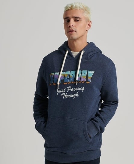 VINTAGE TRAVEL MEN'S BLUE HOOD SWEATSHIRT