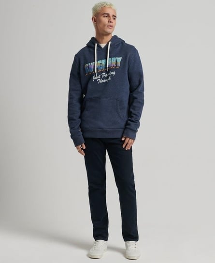 VINTAGE TRAVEL MEN'S BLUE HOOD SWEATSHIRT