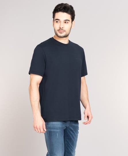 OVERDYED LOGO LOOSE MEN'S BLUE T-SHIRT