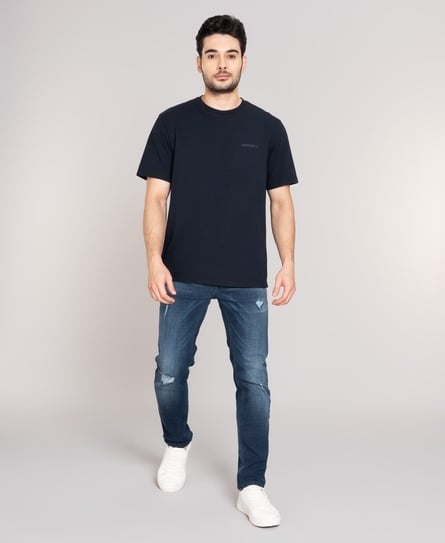 OVERDYED LOGO LOOSE MEN'S BLUE T-SHIRT