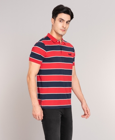 JERSEY STRIPE MEN'S RED POLO SHIRT