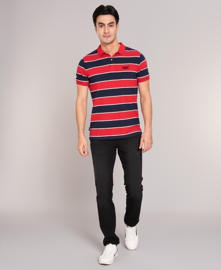 JERSEY STRIPE MEN'S RED POLO SHIRT