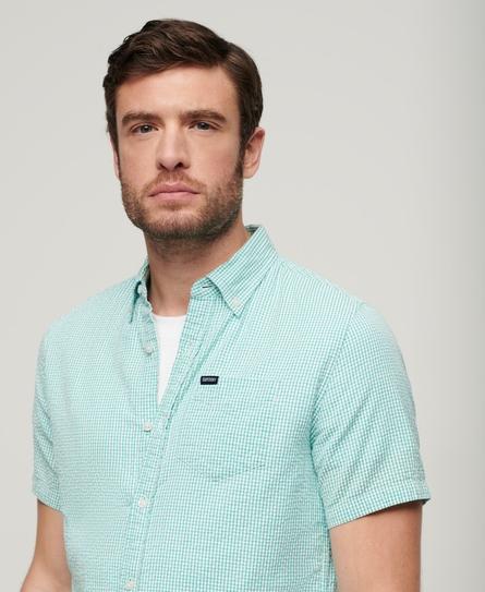 SEERSUCKER S/S MEN'S GREEN SHIRT