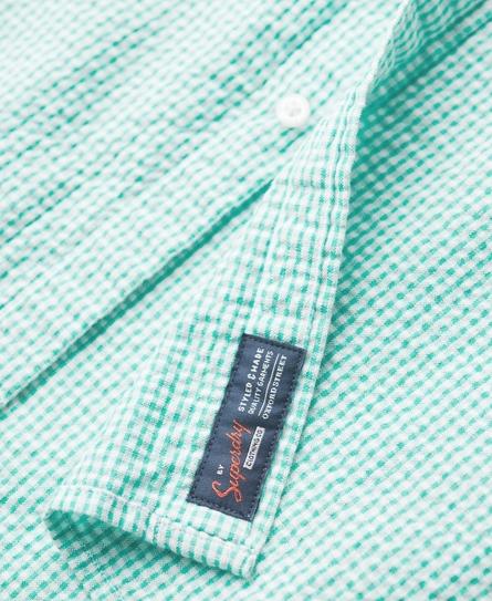 SEERSUCKER S/S MEN'S GREEN SHIRT