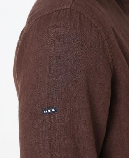 STUDIOS CASUAL LINEN L/S MEN'S BROWN SHIRT