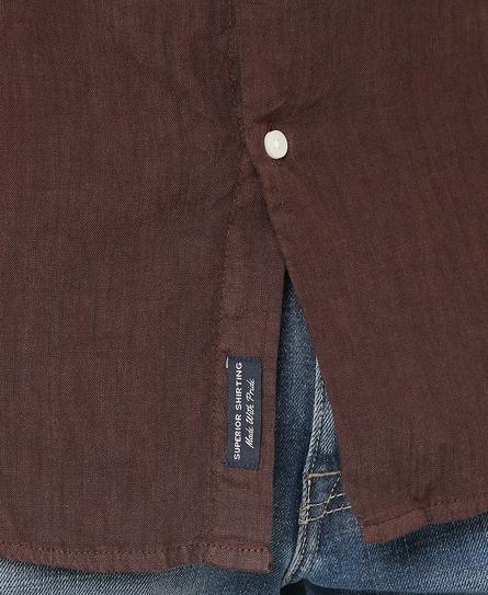 STUDIOS CASUAL LINEN L/S MEN'S BROWN SHIRT