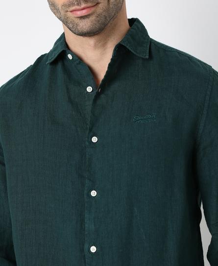 STUDIOS CASUAL LINEN L/S MEN'S GREEN SHIRT