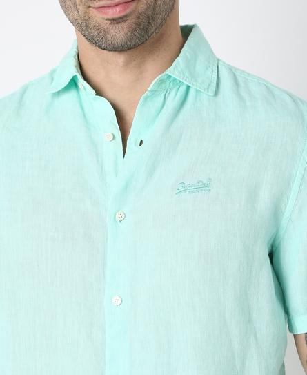 STUDIOS CASUAL LINEN S/S MEN'S GREEN SHIRT