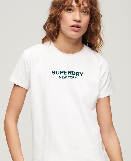 SPORT LUXE GRAPHIC FITTED WOMEN'S WHITE T-SHIRT