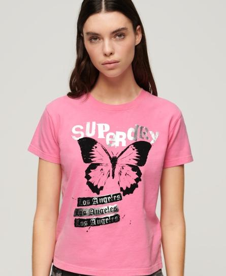 LO-FI ROCK GRAPHIC FITTED WOMEN'S PINK T-SHIRT