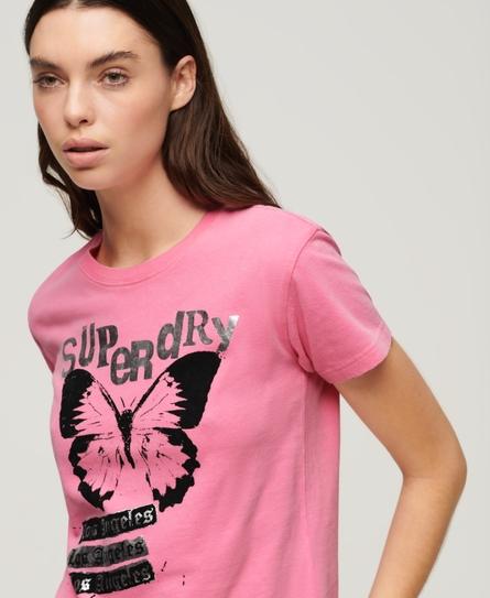 LO-FI ROCK GRAPHIC FITTED WOMEN'S PINK T-SHIRT