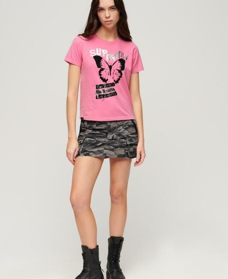 LO-FI ROCK GRAPHIC FITTED WOMEN'S PINK T-SHIRT