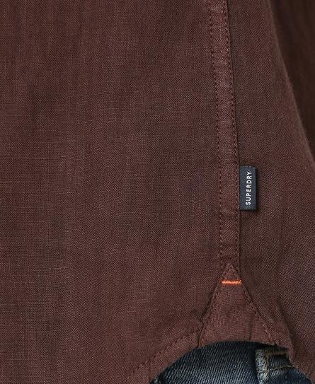 STUDIOS CASUAL LINEN L/S MEN'S BROWN SHIRT