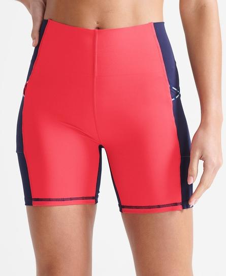 RUN WOMEN'S COLORBLOCK RED TIGHT SHORTS