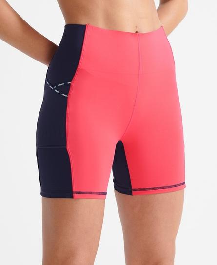 RUN WOMEN'S COLORBLOCK RED TIGHT SHORTS