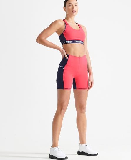 RUN WOMEN'S COLORBLOCK RED TIGHT SHORTS