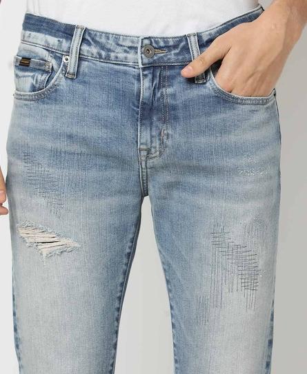 KYOTO SKINNY HEAVY DISTRESSED FADED BLUE JEANS