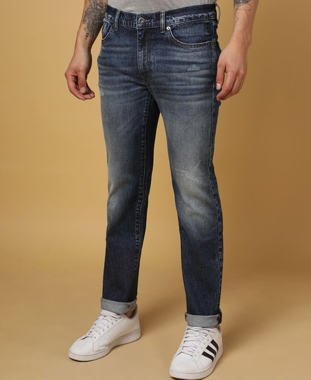 OSAKA SLIM COMFORT WHISKERED MID BLUE JEANS