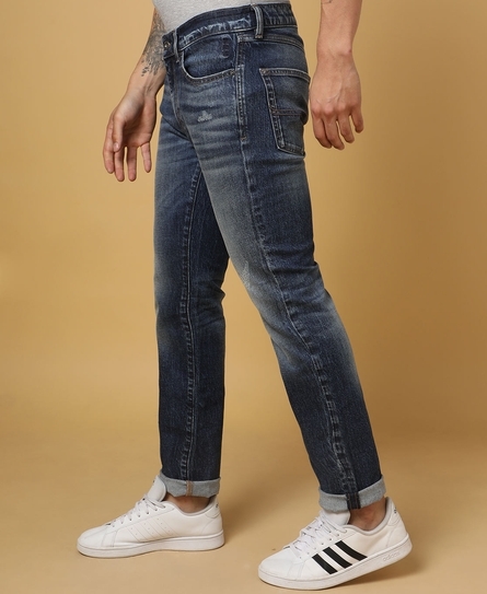 OSAKA SLIM COMFORT WHISKERED MID BLUE JEANS