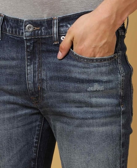 OSAKA SLIM COMFORT WHISKERED MID BLUE JEANS