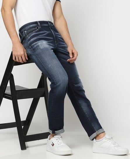 TOKYO SLIM DISTRESSED BLUE JEANS