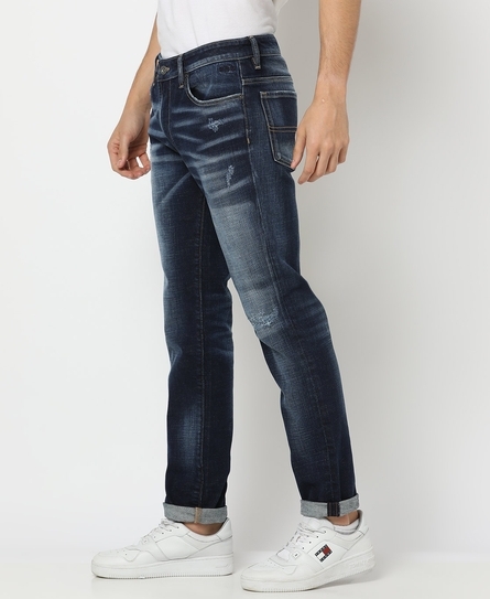 TOKYO SLIM DISTRESSED BLUE JEANS