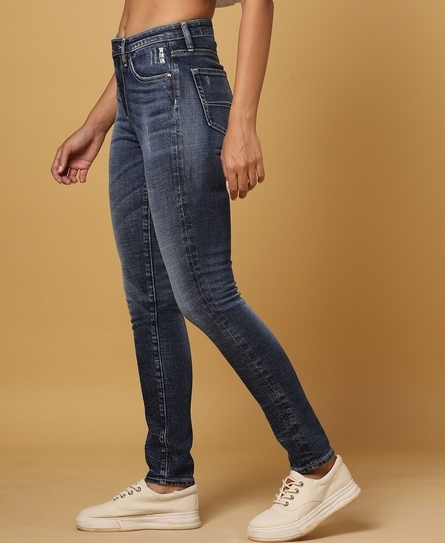 FUJI SKINNY LIGHTED WHISKERED FADED JEANS BLUE JEANS