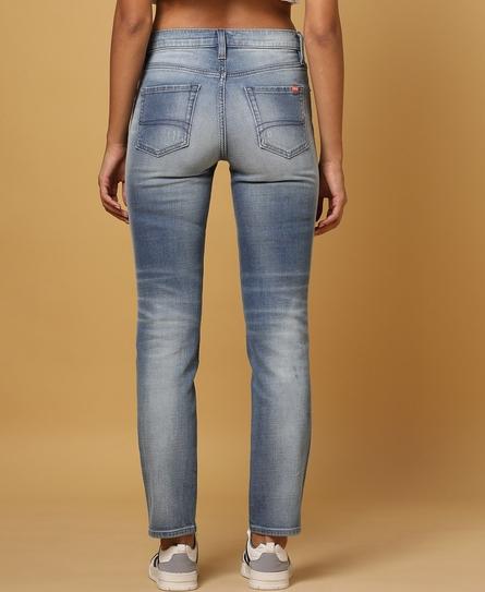 CAMELLIA SLIM LIGHT DISTRESSED FADED JEANS BLUE JEANS 