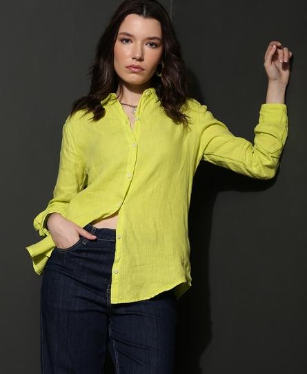 STUDIOS CASUAL LINEN L/S WOMEN'S YELLOW SHIRT