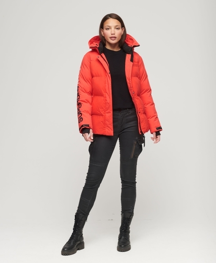 CITY PADDED HOODED WIND WOMEN'S RED PARKA JACKET