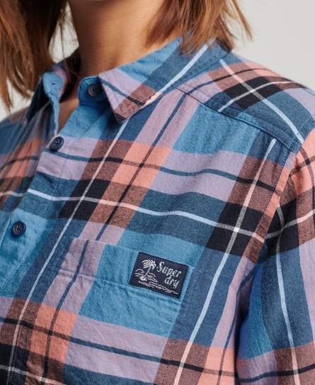 VINTAGE RELAXED CHECK WOMEN'S BLUE SHIRTS