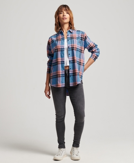 VINTAGE RELAXED CHECK WOMEN'S BLUE SHIRTS