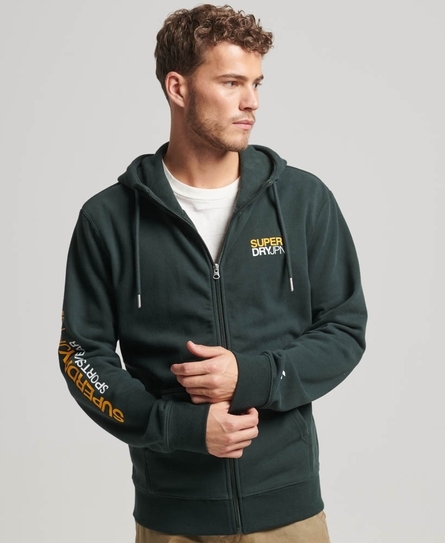 SPORTSWEAR LOGO LOOSE MEN'S GREEN ZIP HOOD