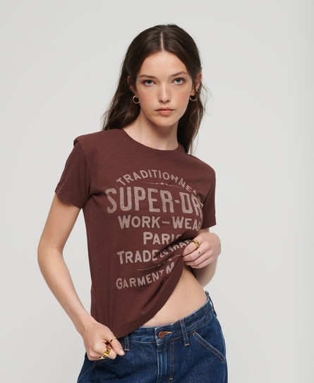 ARCHIVE SCRIPT GRAPHIC WOMEN'S BROWN T-SHIRT