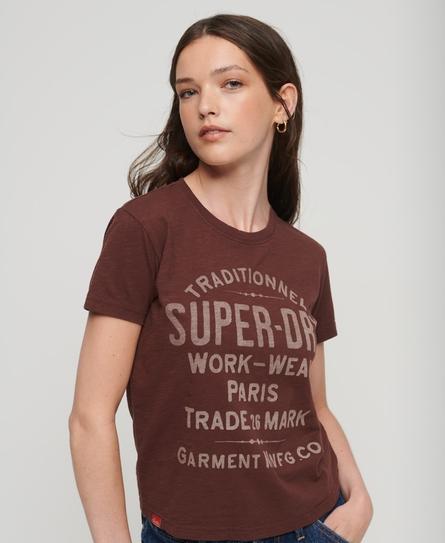 ARCHIVE SCRIPT GRAPHIC WOMEN'S BROWN T-SHIRT