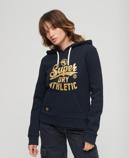 COLLEGE SCRIPTED GRAPHIC WOMEN'S BLUE HOOD