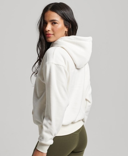 DROP NEEDLE VELOUR BOXY WOMEN'S WHITE HOOD