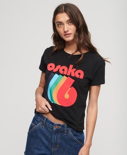 OSAKA GRAPHIC SS FITTED WOMEN'S BLACK T-SHIRT