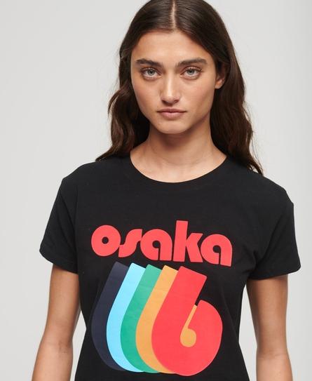 OSAKA GRAPHIC SS FITTED WOMEN'S BLACK T-SHIRT