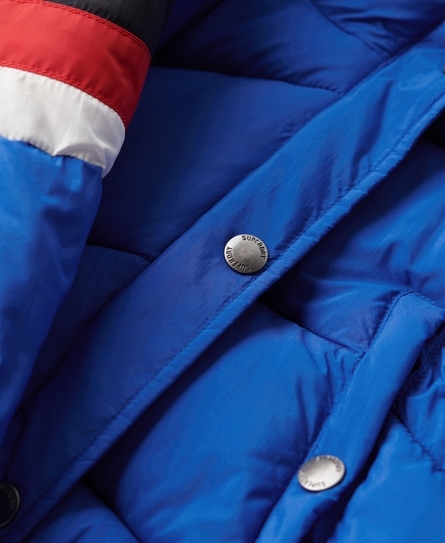 RETRO PANEL SHORT WOMEN'S BLUE PUFFER COAT