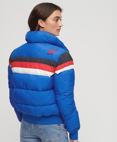 RETRO PANEL SHORT WOMEN'S BLUE PUFFER COAT