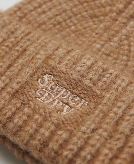 RIB KNIT UNISEX BROWN BEANIE HAT