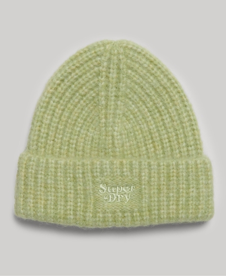 RIB KNIT UNISEX GREEN BEANIE HAT