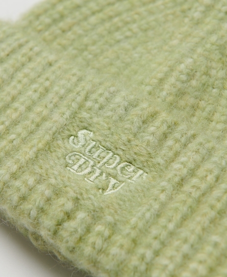 RIB KNIT UNISEX GREEN BEANIE HAT