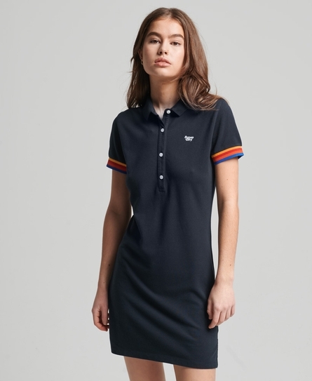 VINTAGE STRIPE WOMEN'S BLUE POLO DRESS