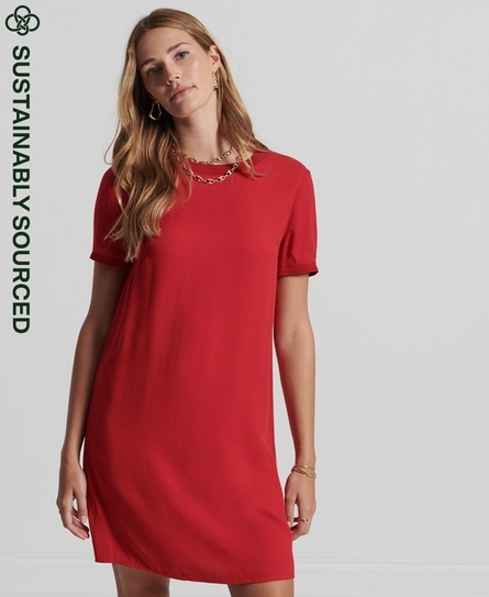 WOVEN WOMEN'S RED T-SHIRT DRESS